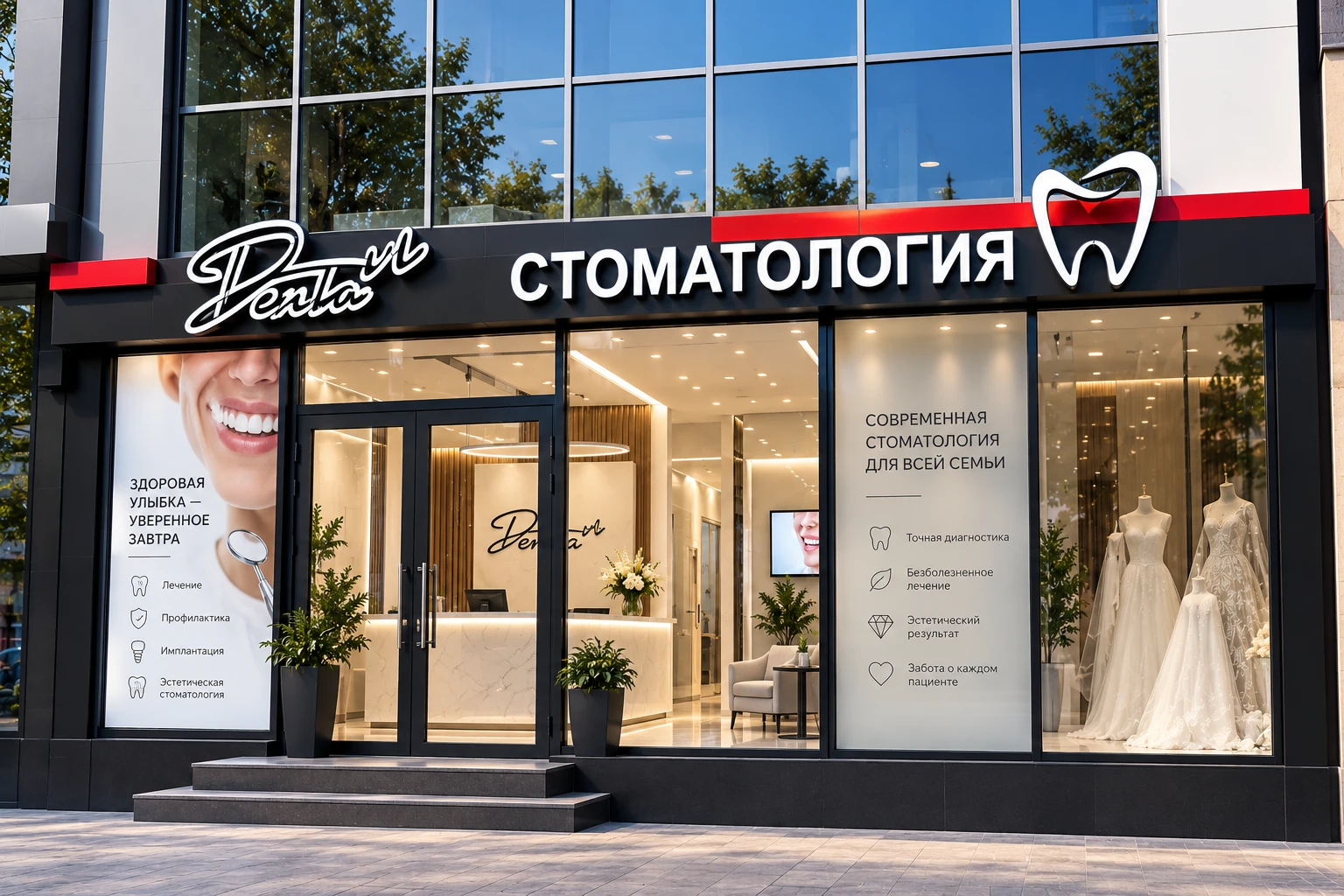 Вход в клинику Дента-М на улице Дахадаева